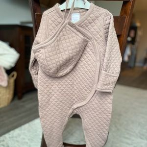 Hanna Andersson Baby Quilted Bunting and Bonnet Set Taupe/brown 12-18mo